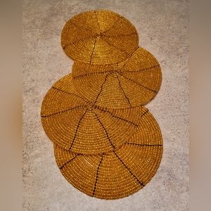 Beaded Coasters made in Bali! Handmade, unique, useful item $10 set of 4. Orange